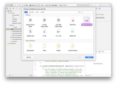 4.1. Create Objective-C File - Choose Filetype